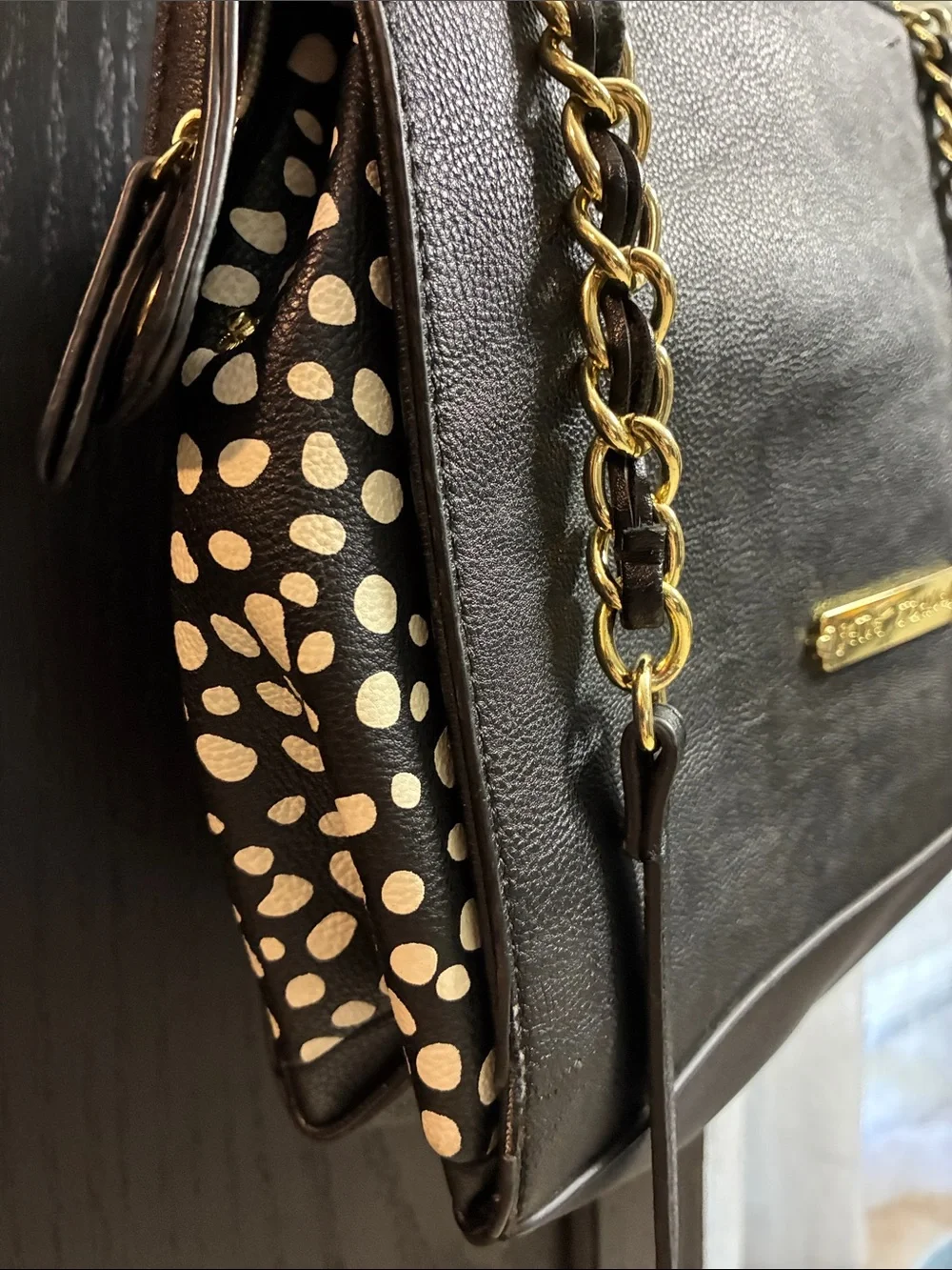 Betsey Johnson Black Satchel with Teal Bow Accent
